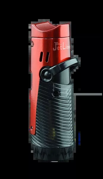 JetLine Regal Triple Cigar Lighter with Cigar Rest, Punch & Poker (Red)