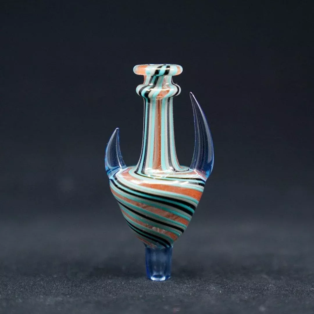 JwalkerGlass Linework Bubble Cap with Horns - Unique Handcrafted Dab Accessory