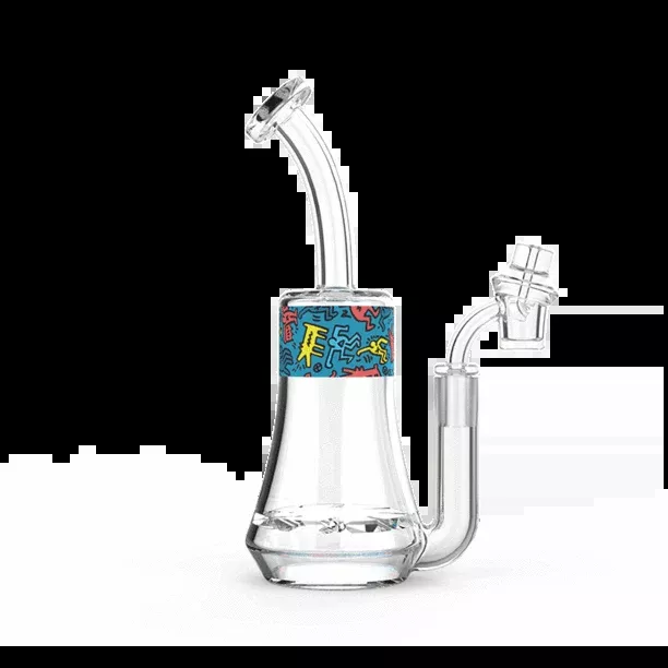 Keith Haring Glass - Concentrate Rig - Multi Blue