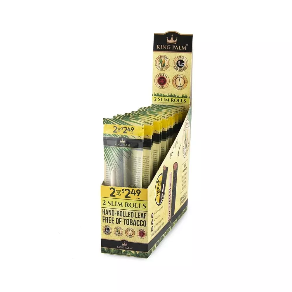 King Palm 2 Slim Size Roll Packs – 20ct Counter Display