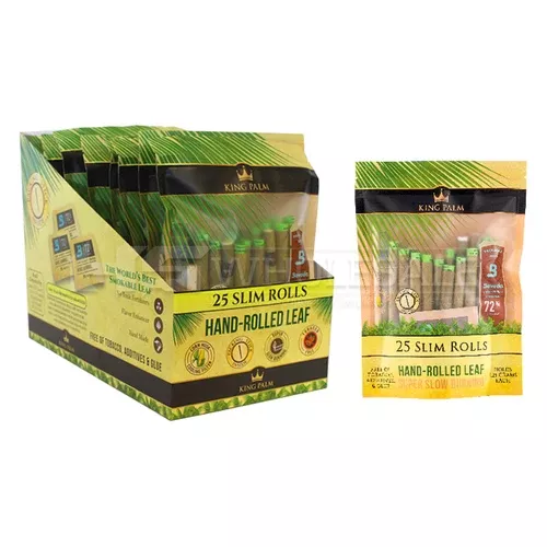 King Palm 25 Slim Size Roll Packs – 8ct Master Display Box