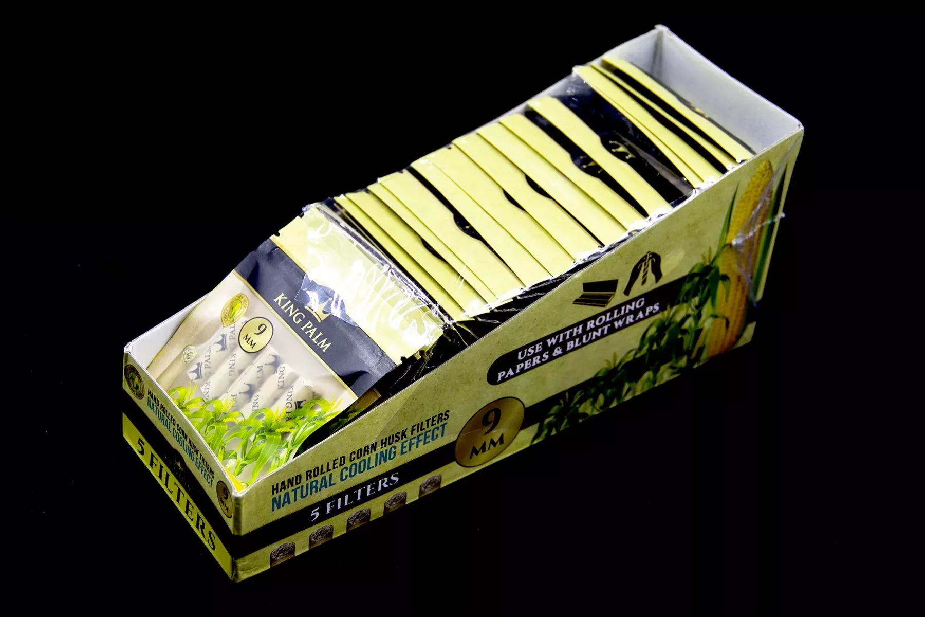 King Palm 9mm Corn Husk Filter Tips - 20 Pack Display