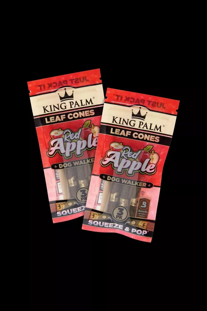 King Palm Dogwalker Size Red Apple Flavored Palm Leaf Cones – 2 Packs of 3