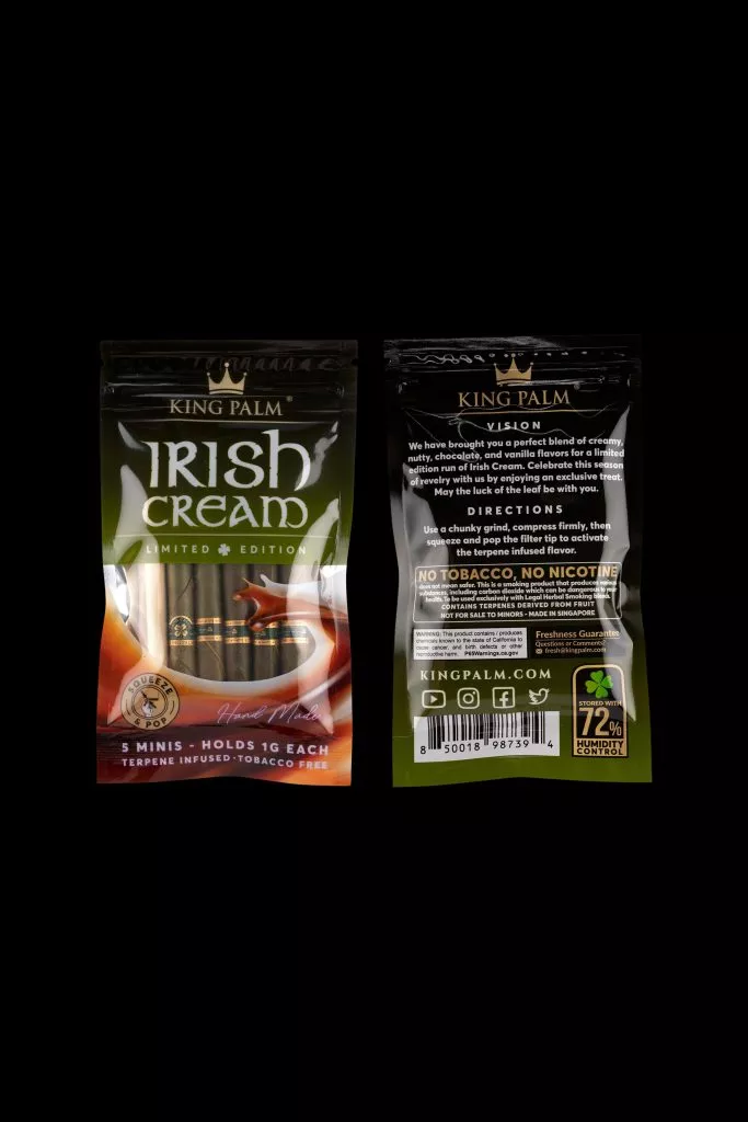 King Palm Irish Cream Mini Flavor Pre Rolled Leaf Tubes – 5 Pack