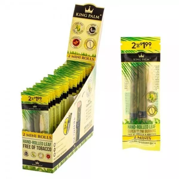 King Palm Mini 2pk Natural Leaf Rolls – 20ct Display Box