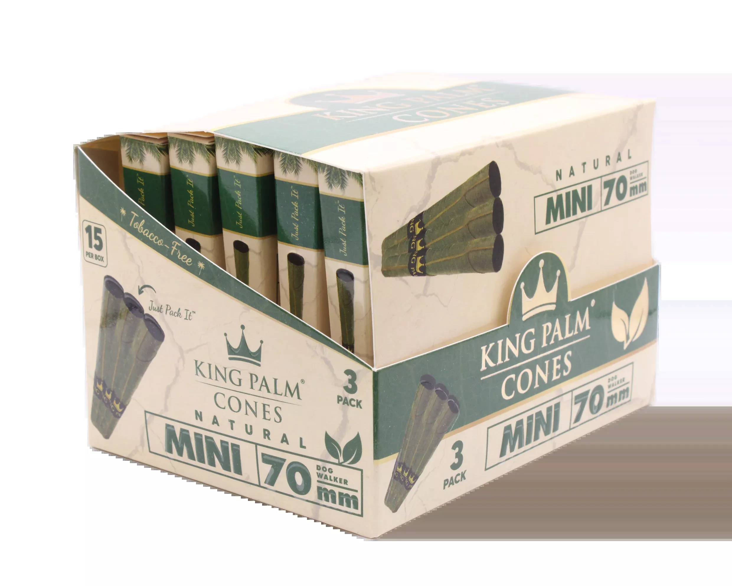 King Palm Mini Pre-Rolled Cones – 15-Count Display Box