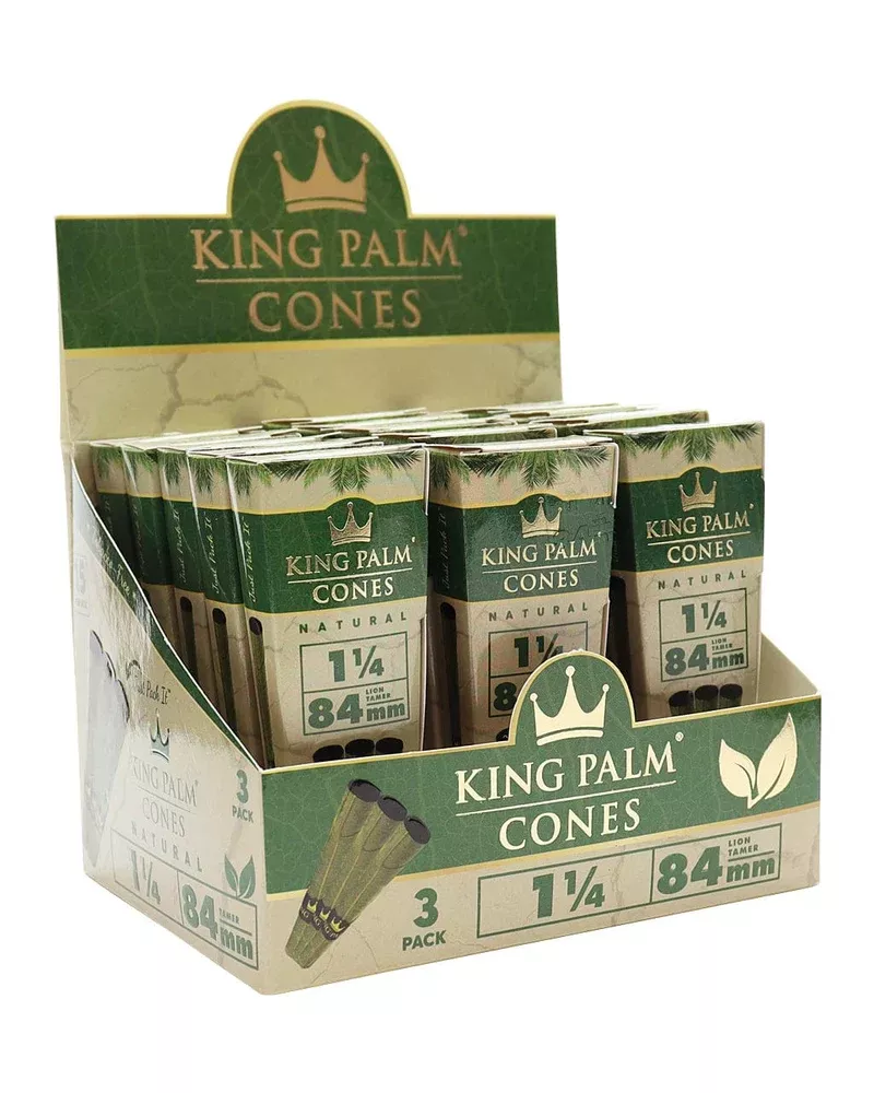 King Palm Natural Cones 1 1/4 Size 84mm - 15 Count Display