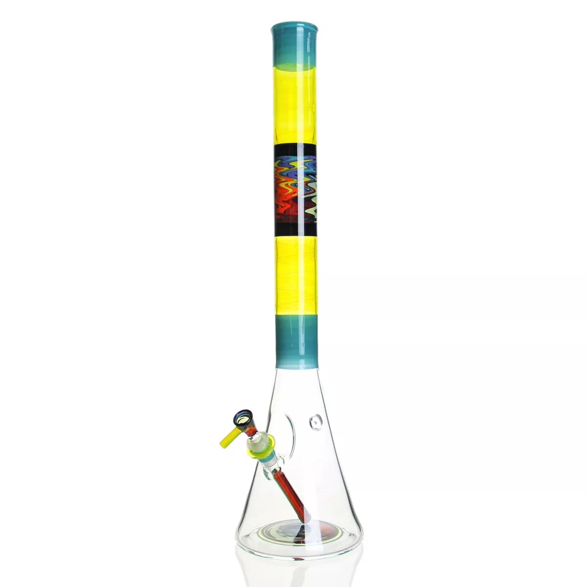 Korey Glass - 23" Worked Beaker - Agua Azul & Lemon Drop