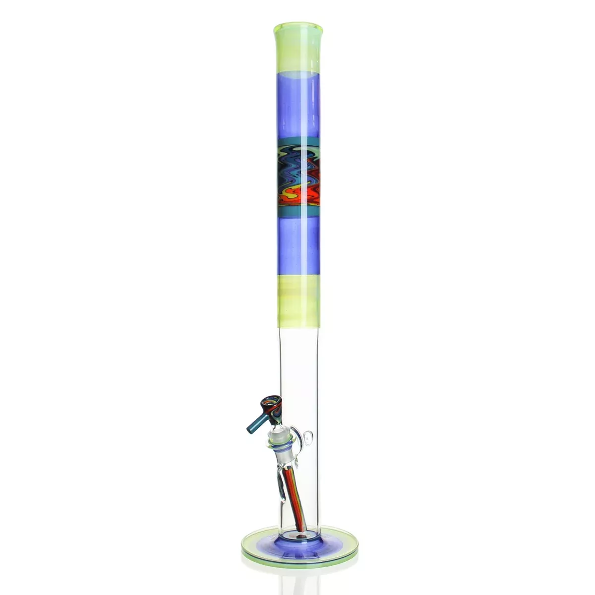 Korey Glass - 23" Worked Straight Tube - Opal Lime, Blue Satin, & Agua Azul