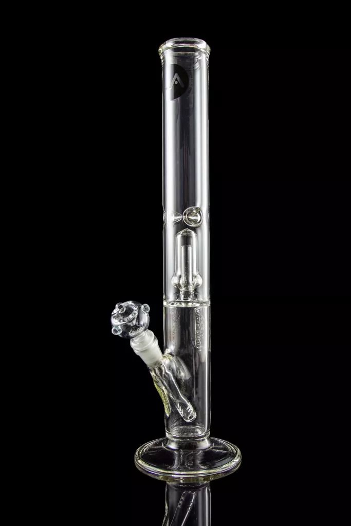 LA Pipes Thick Glass Straight Tube Bong with Showerhead Perc – Available with Multiple Percs