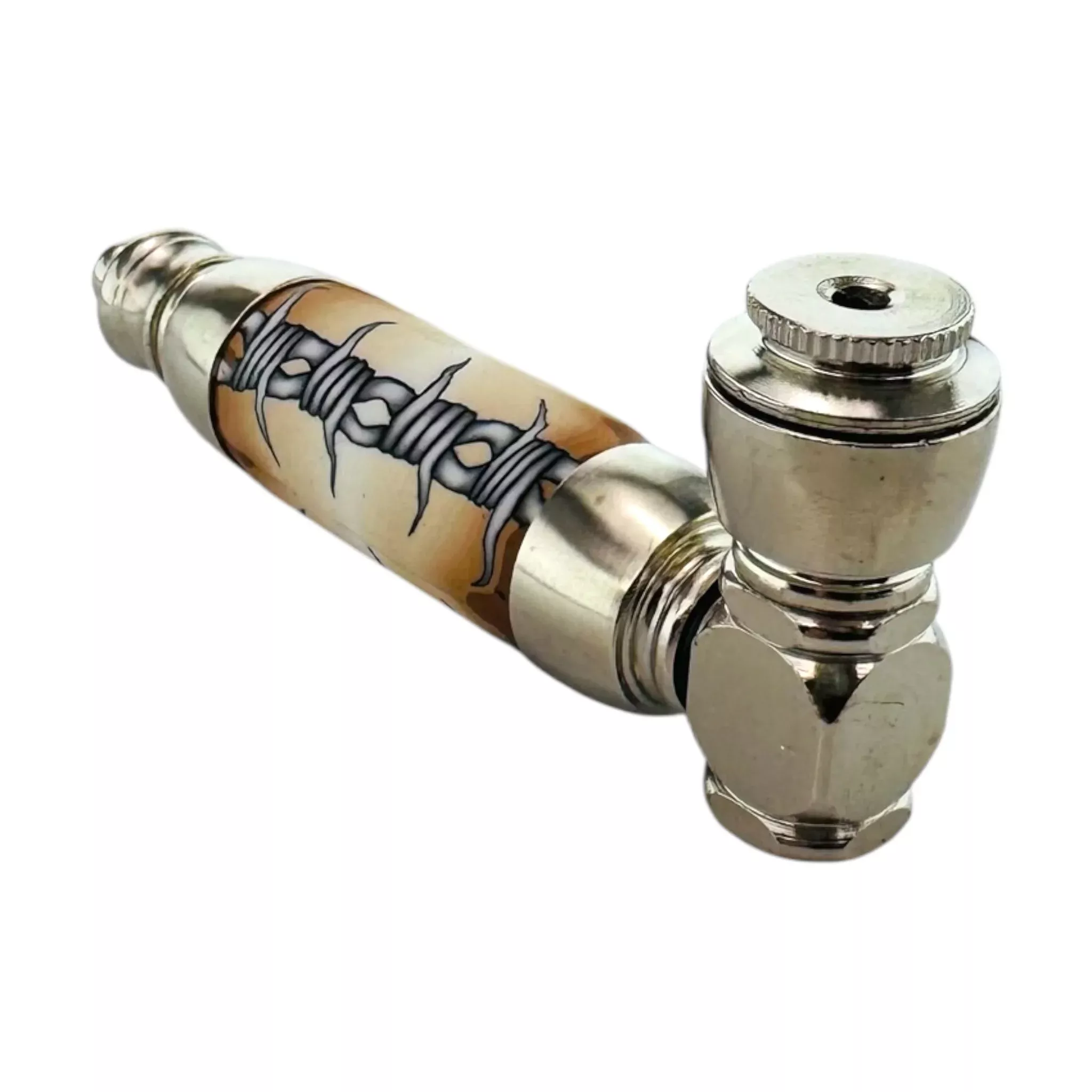 Large Chamber Metal Smoking Pipe With Bardwire