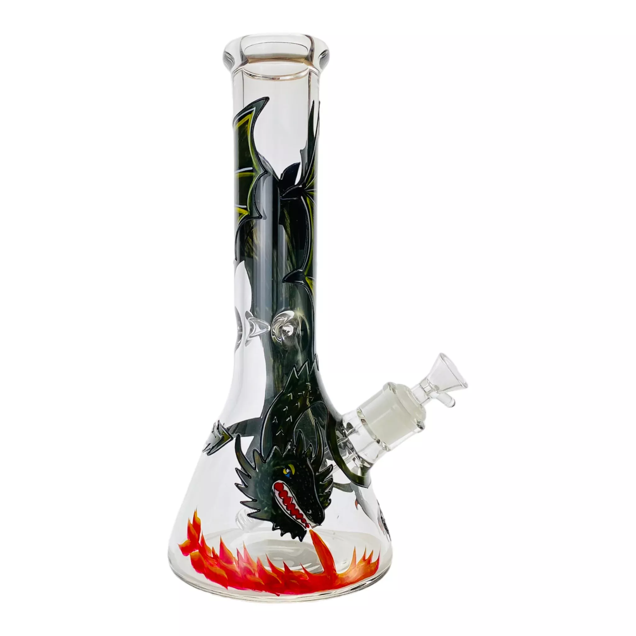 Large Dragon Breathing Fire Glass Beaker Bong 12 Inch