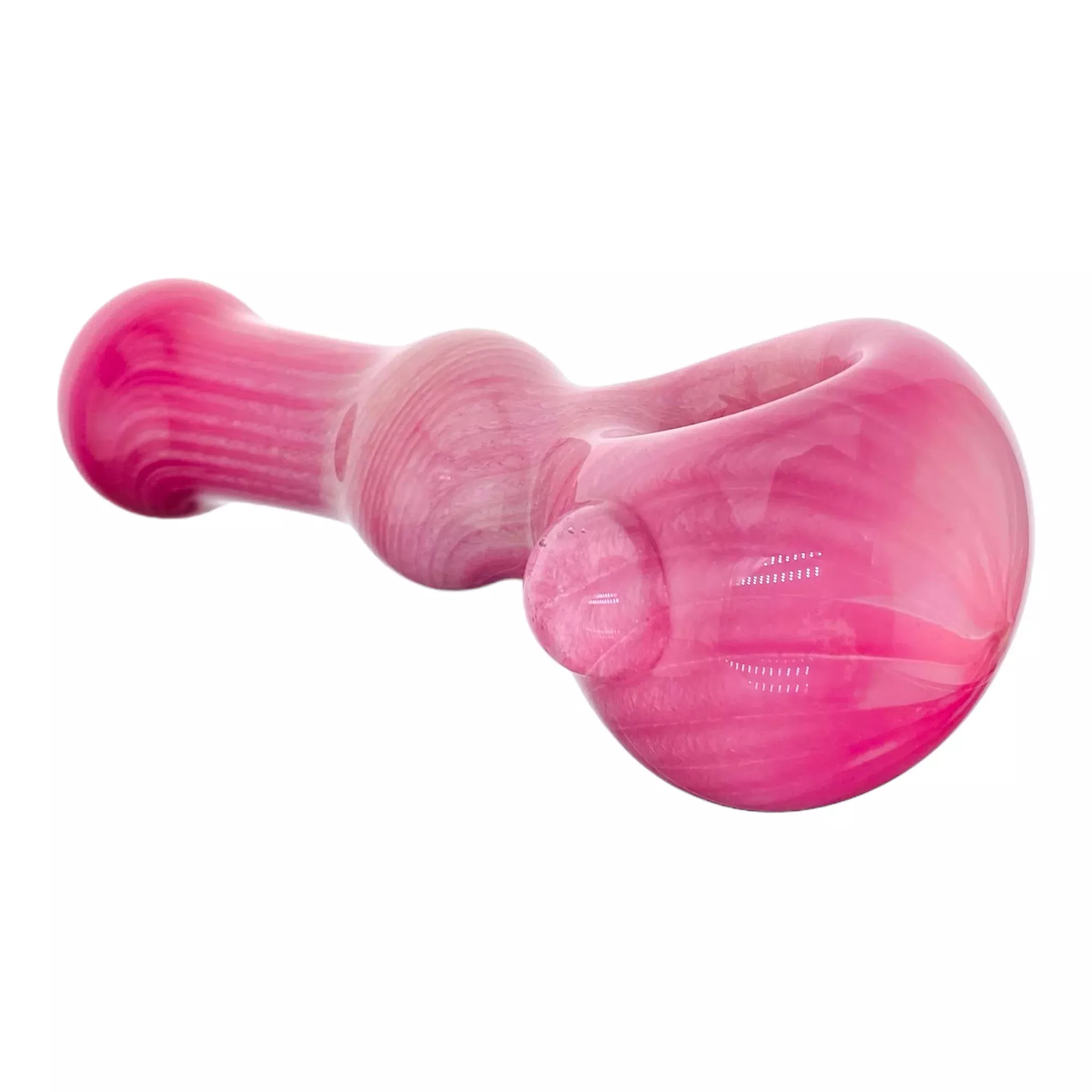 Large Pink Over White Glass Hand Pipe