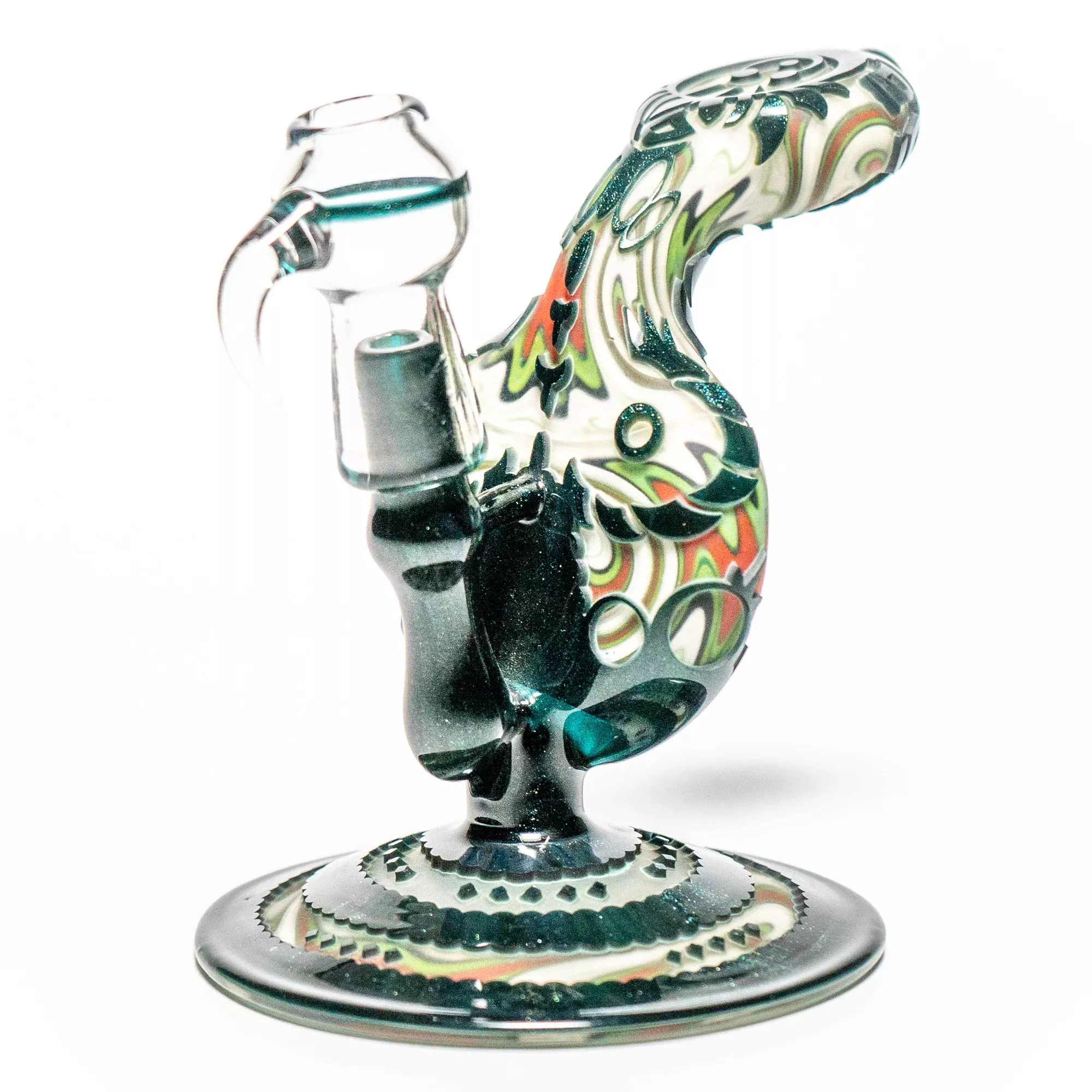 Liberty - Stemless Disc Bubbler - Blue Stardust, Green, Red & White