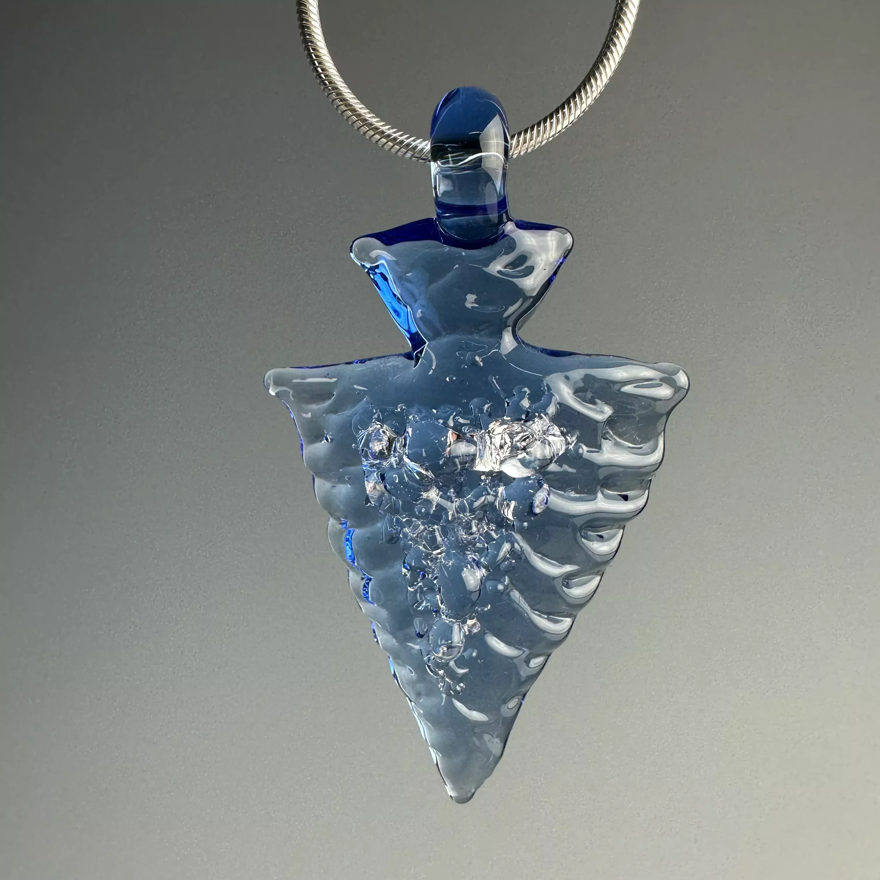 "Light Cobalt" Mini Arrowhead Pendant by Fiona Phoenix Fire