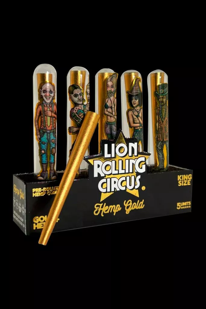 Lion Rolling Circus King Size Gold Hemp Cones