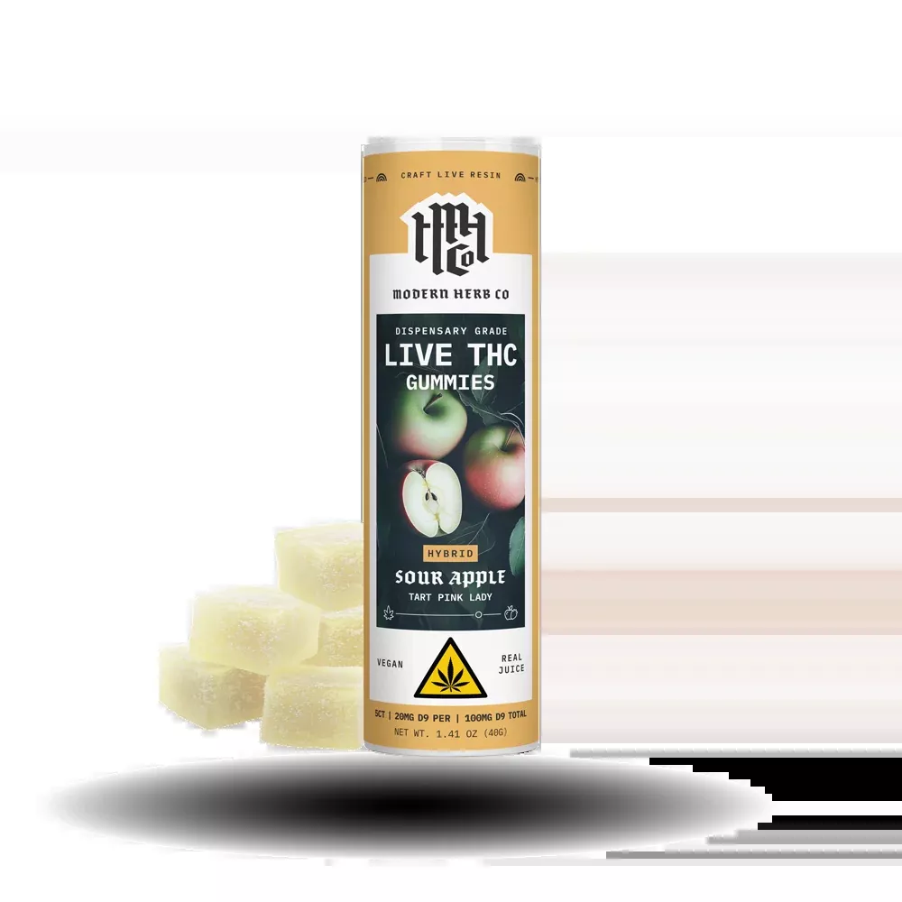 Live Resin D9 THC Gummies: Sour Apple (Hybrid), 5ct