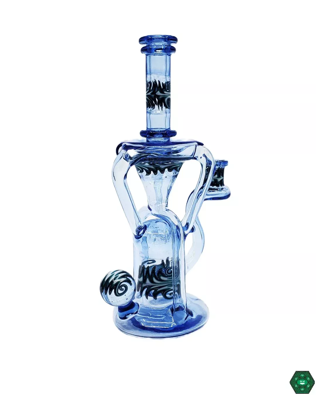 Logi Glass Art Cobalt Wig Wag Recycler | Artistic & Functional | 10MM Joint