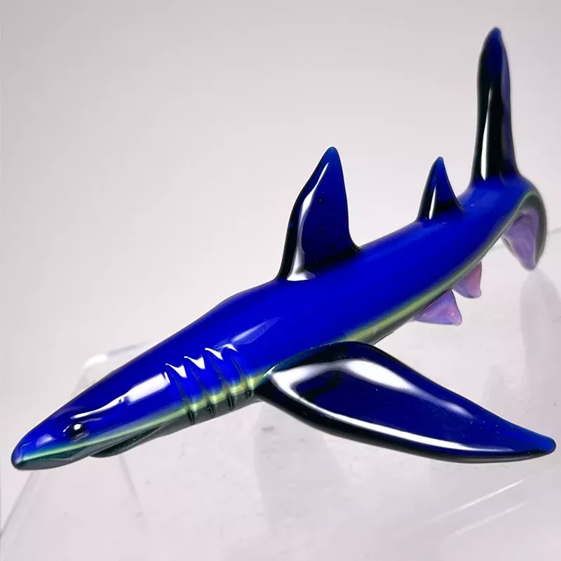 Mako Glass - Shark Dry Pipe - Cobalt w / Sparkle Green & Pink Slyme