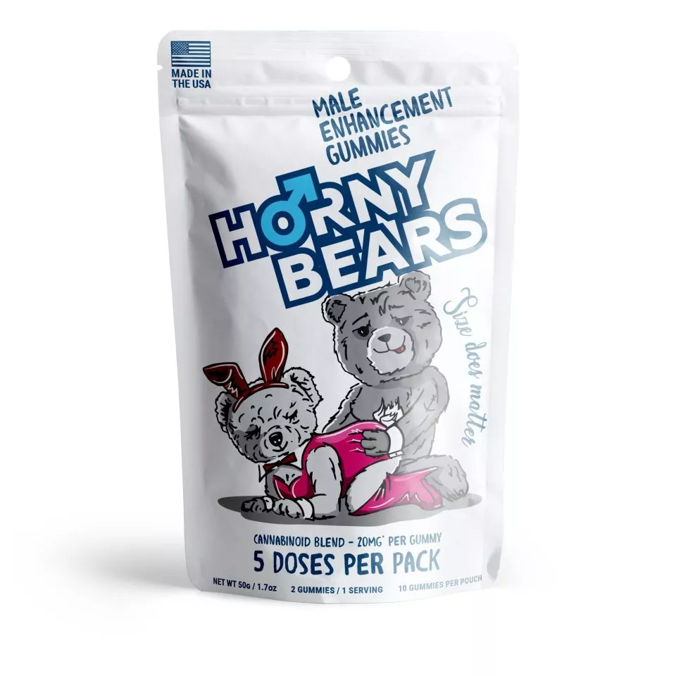 Male Enhancement Gummies - D9, THCP, Broad Spectrum CBD, THCV - 20mg - Strawberry - Horny Bears