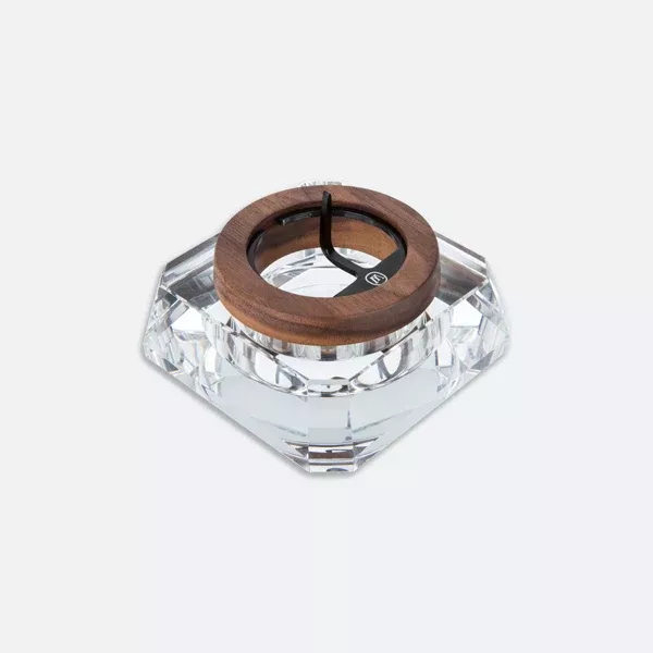 Marley Natural Crystal Ash Tray – Premium Walnut & Crystal
