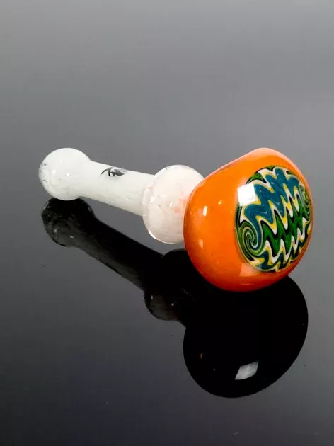 Mathematix 6'' white pipe with orange head with design