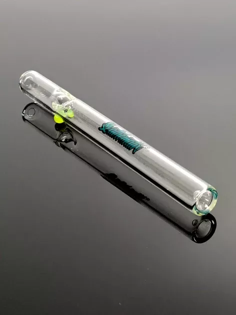 Mathematix clear glass steamroller pipe with slime green marbles