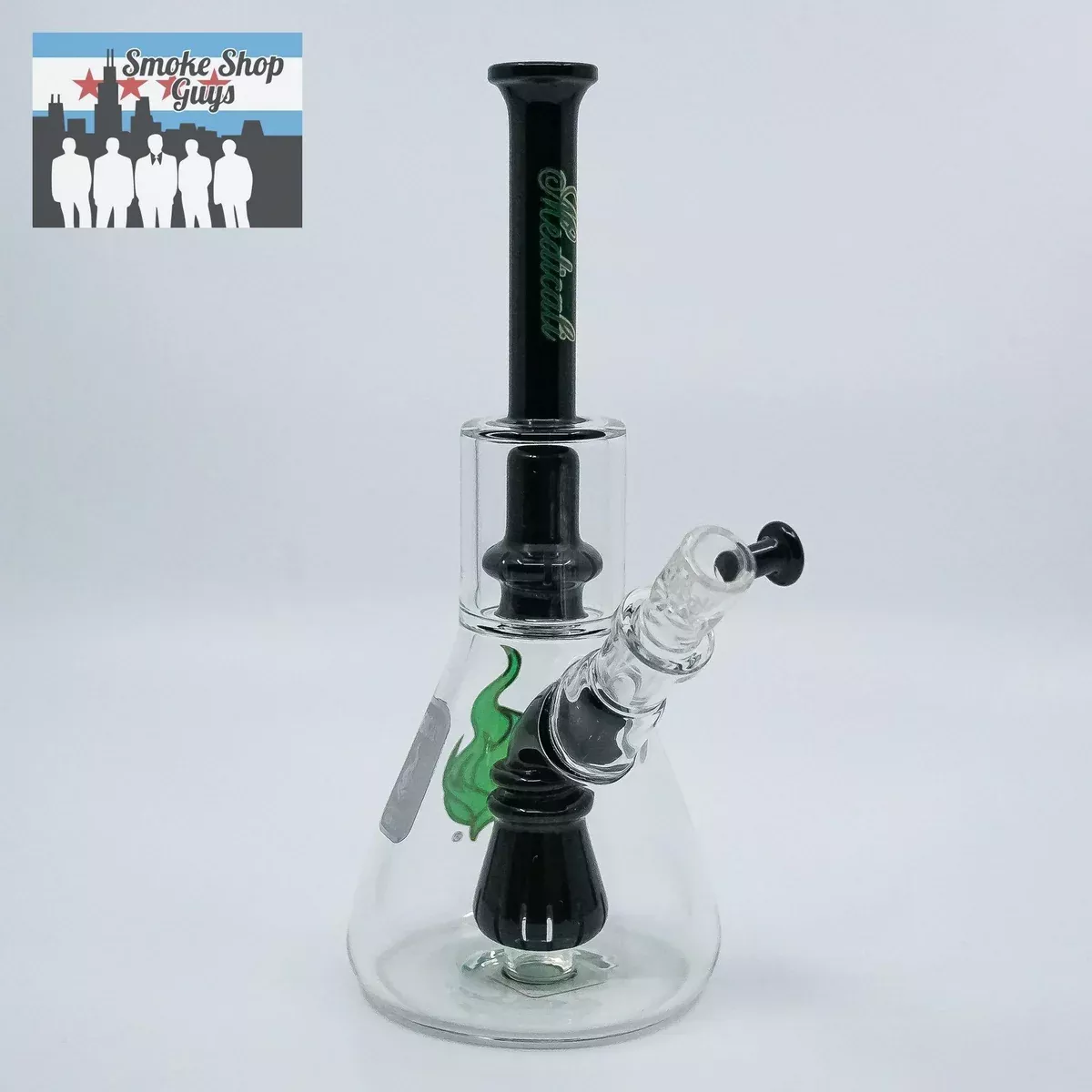 Medicali 8-Inch Inline Matrix Beaker Bong – Showerhead Perc (Clear/Black)