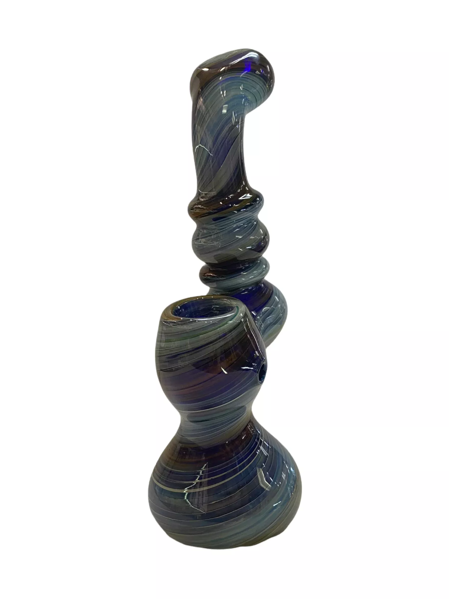 Medium Space Fume Twist Stand Up Glass Bubbler