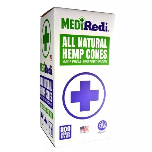 Medmedi Redi 109mm King Size Hemp Cones – Bulk 800ct All-Natural Case