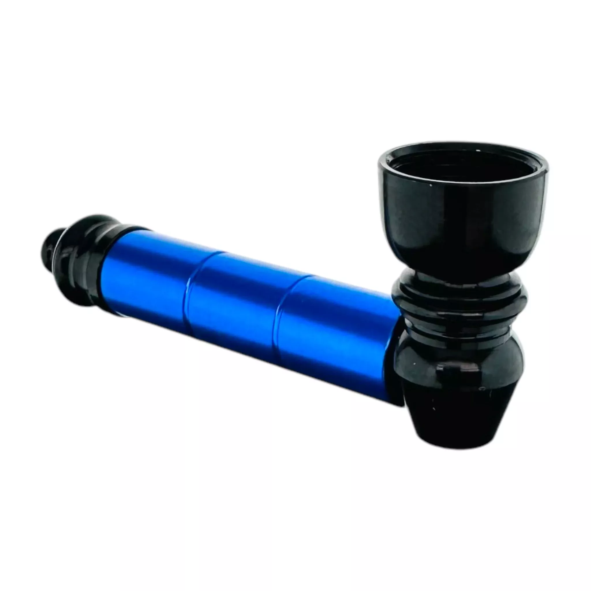 Metal Hand Pipe - Black And Blue Basic Aluminum Smoking Pipe