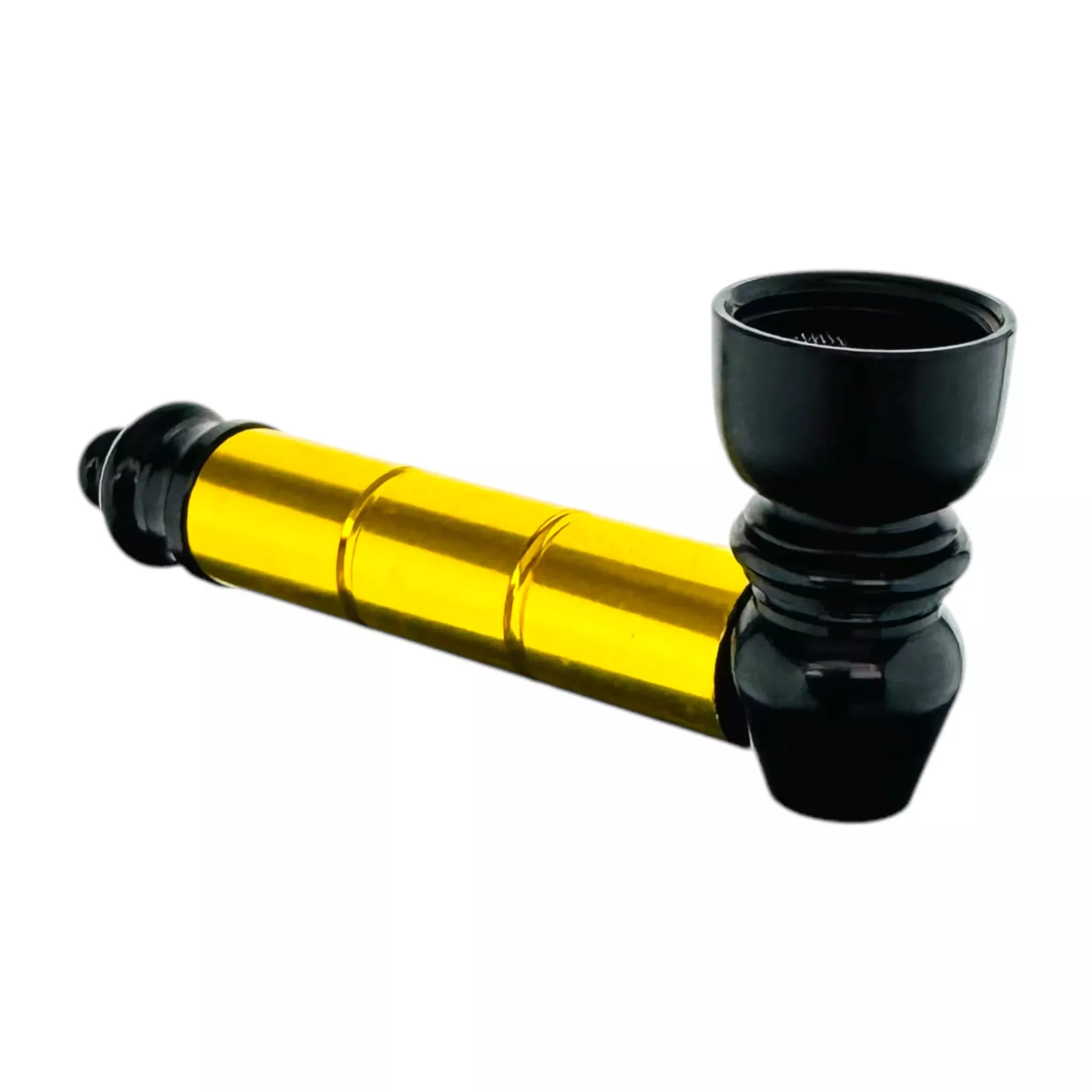 Metal Hand Pipe - Black And Gold Basic Aluminum Smoking Pipe