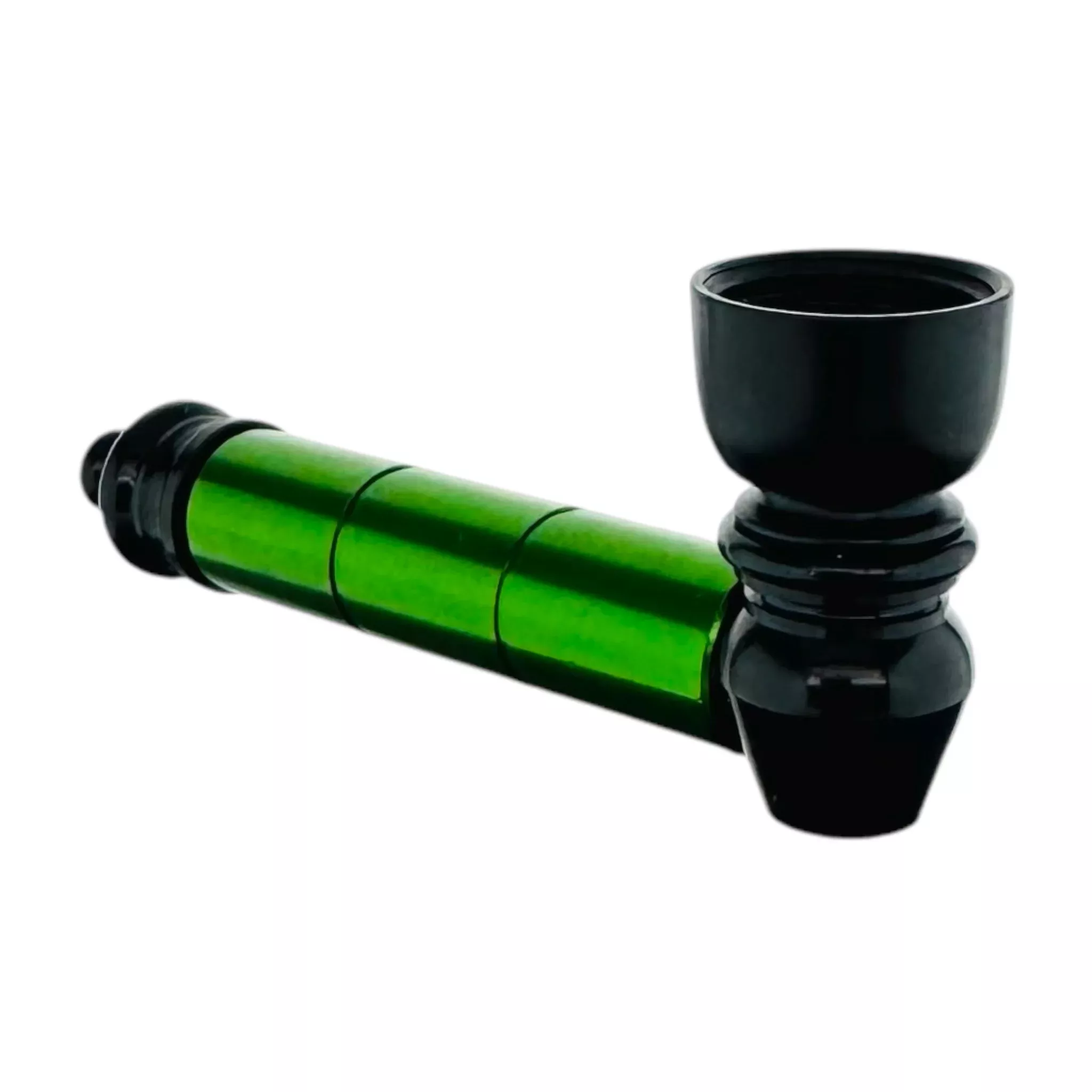 Metal Hand Pipe - Black And Green Basic Aluminum Smoking Pipe
