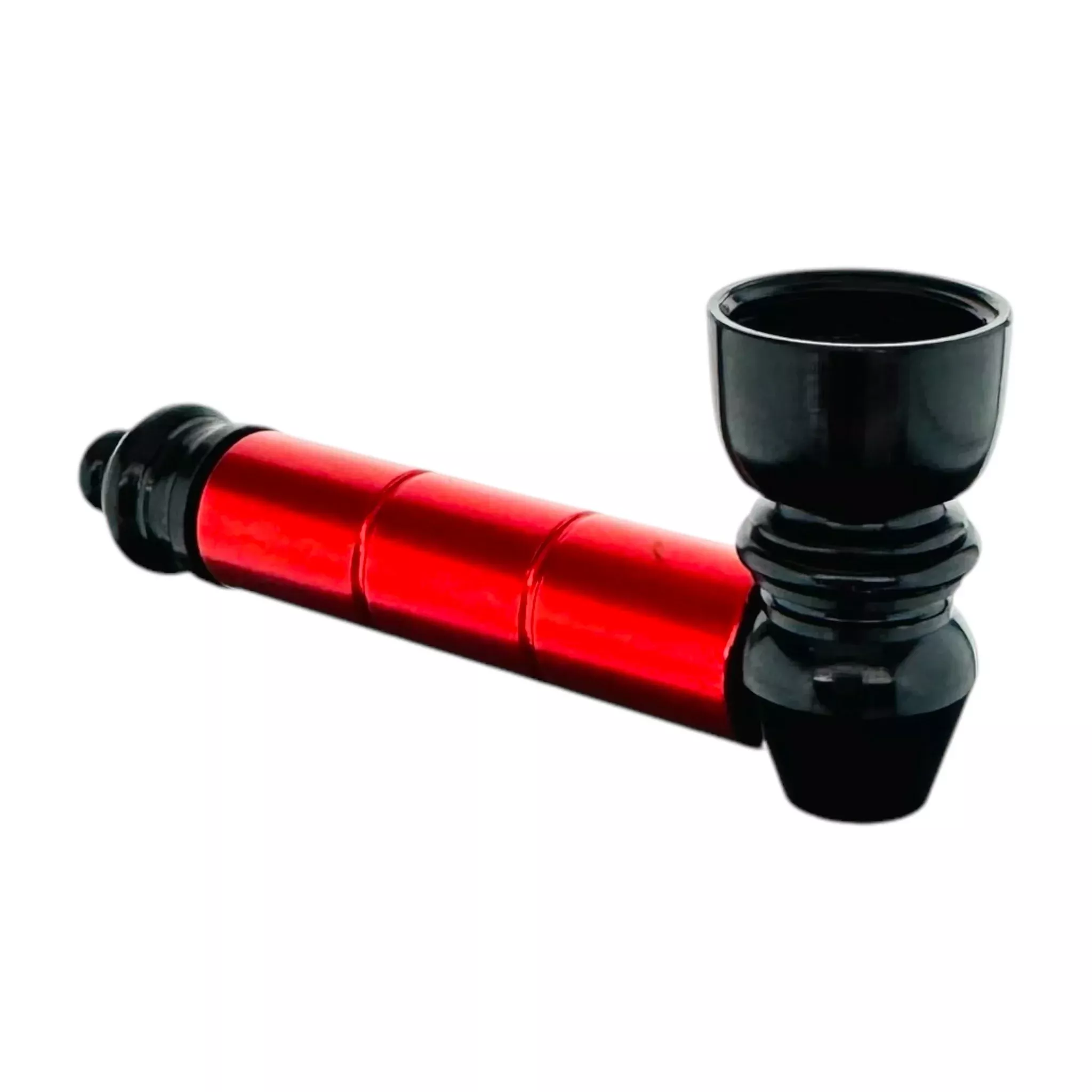 Metal Hand Pipe - Black And Red Basic Aluminum Smoking Pipe