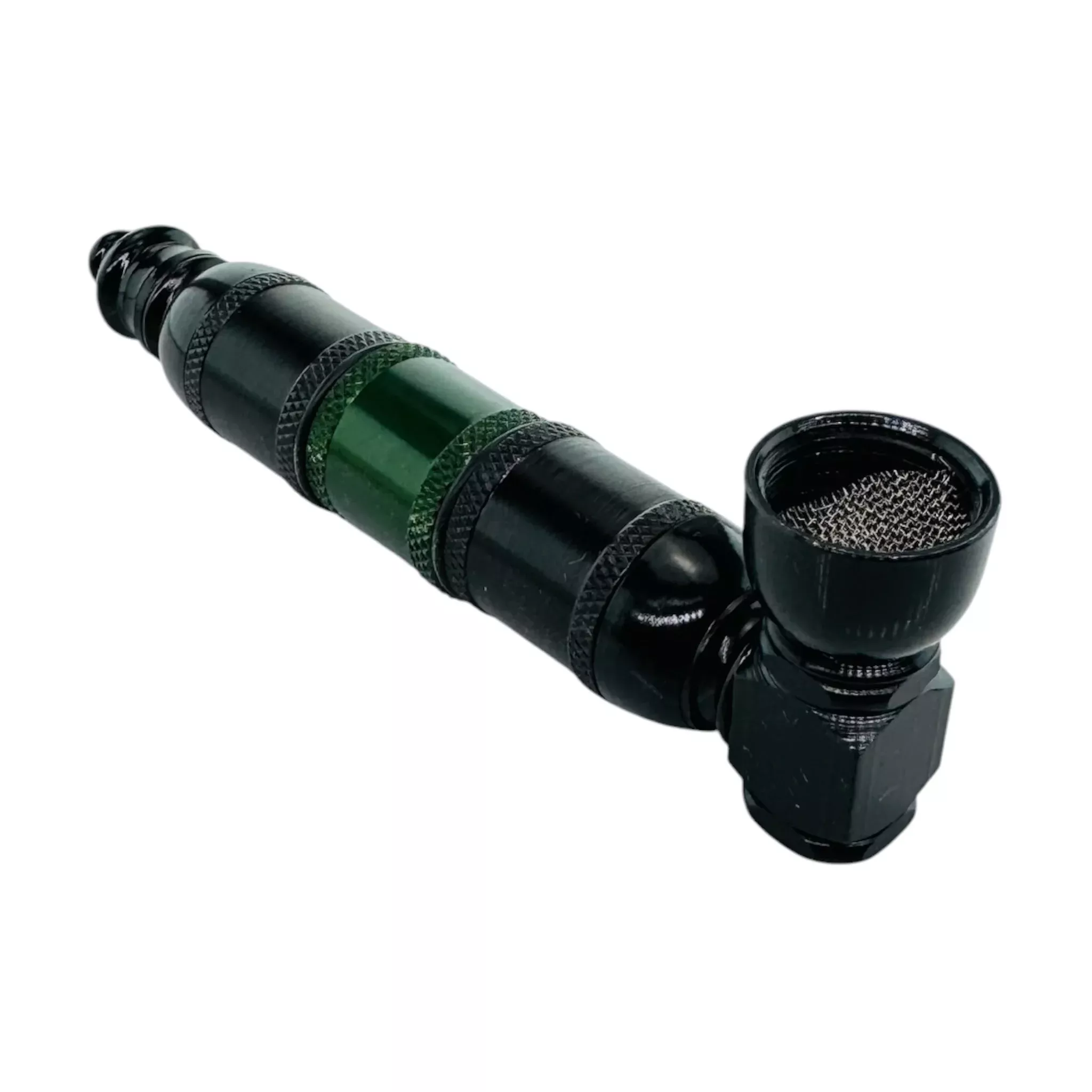 Metal Hand Pipes - Black And Green Extra Large Chamber Hand Pipe