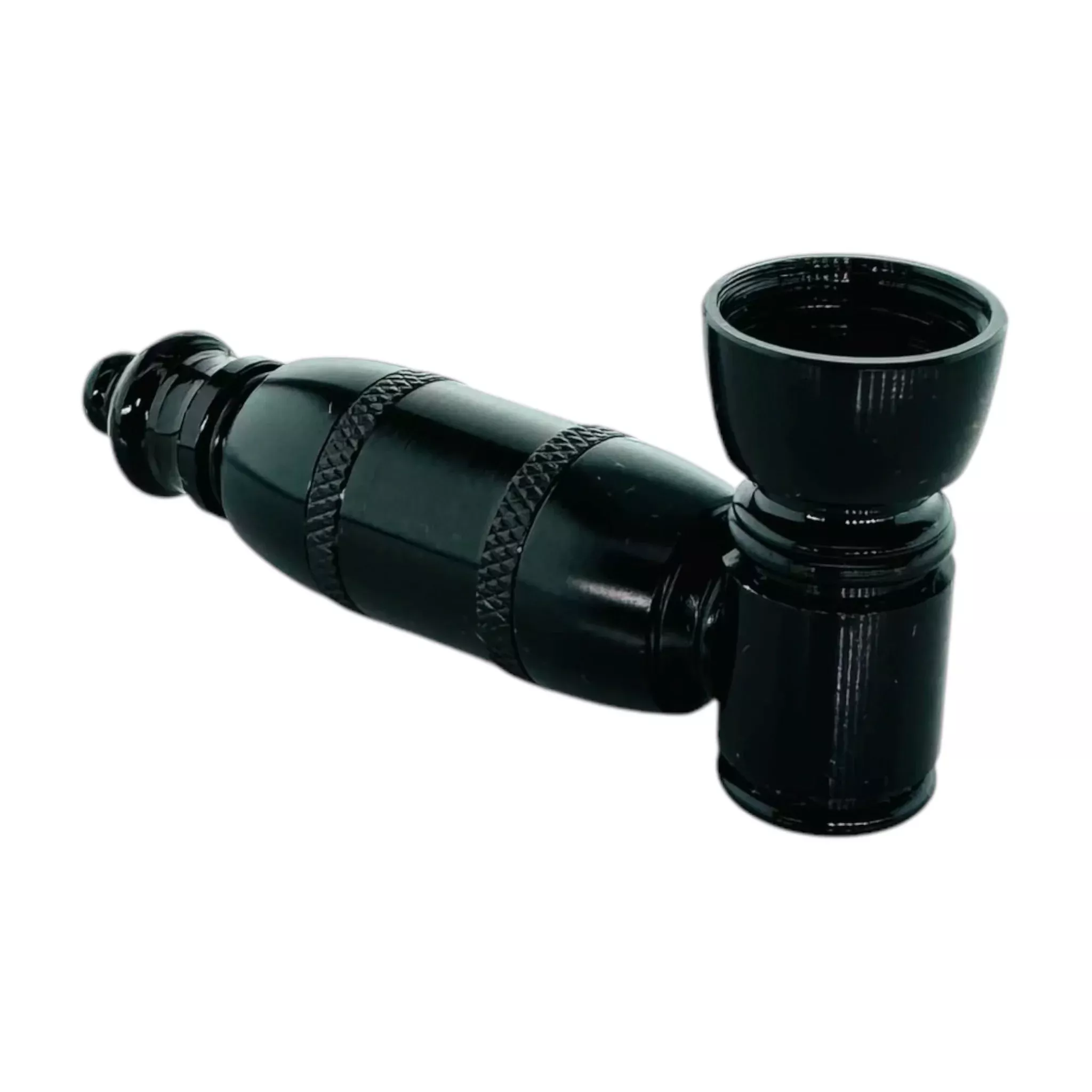 Metal Hand Pipes - Black Large Chamber Hand Pipe