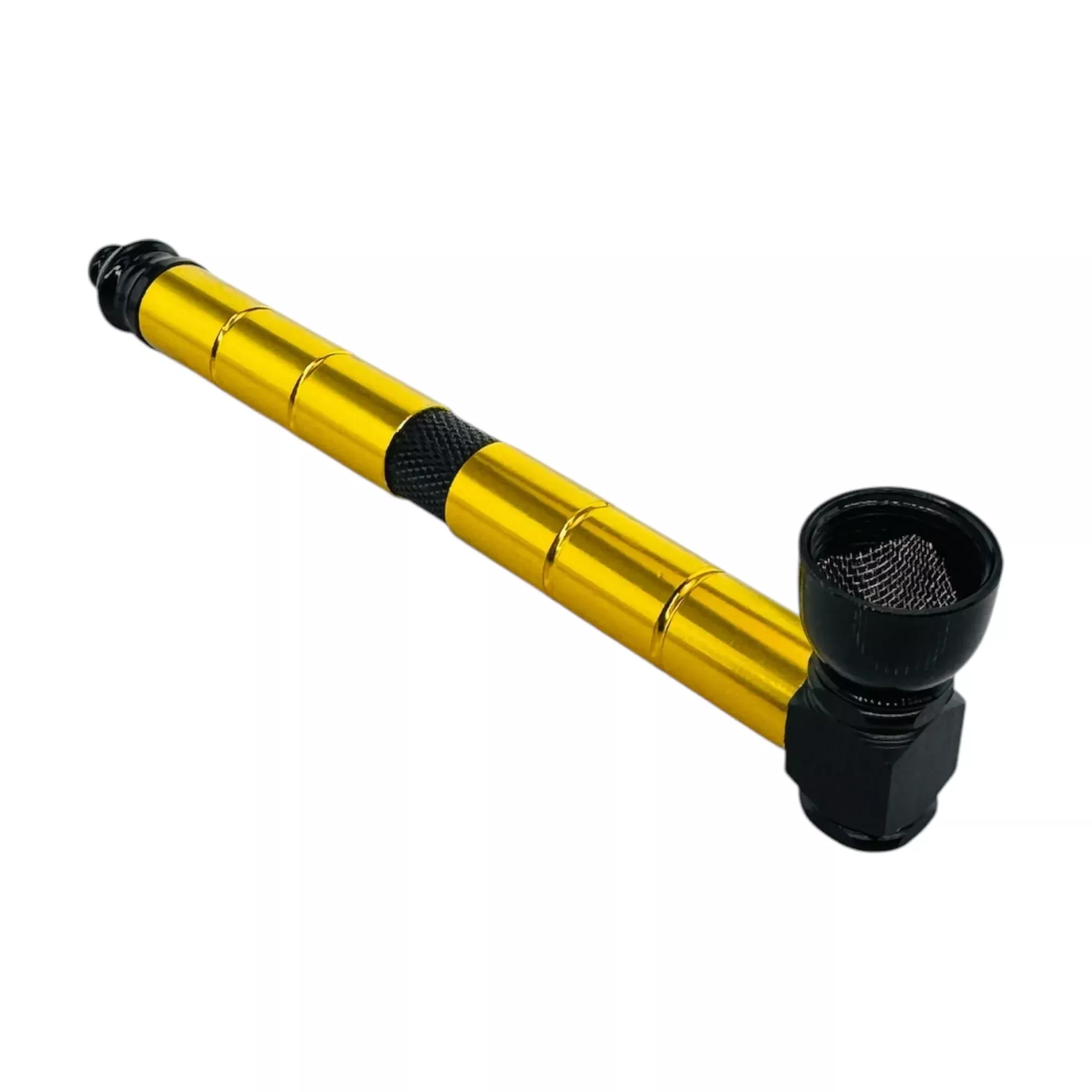 Metal Hand Pipes - Gold And Black Long Stem Aluminum Metal Pipe