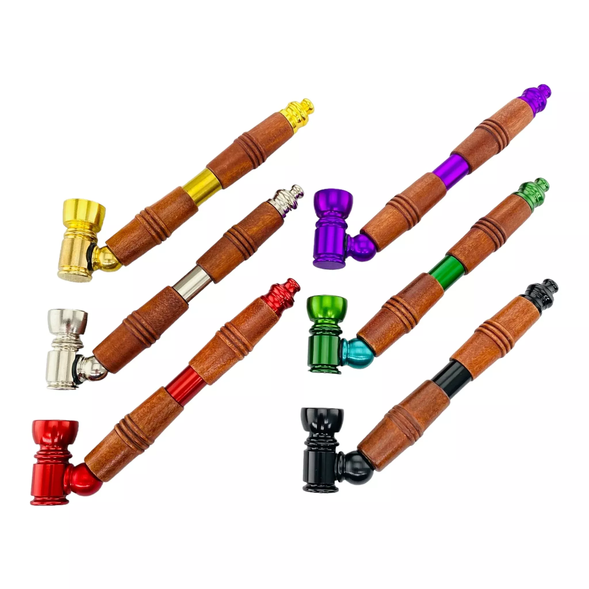 Metal Hand Pipes - Metal Sherlock With Double Wood Stem