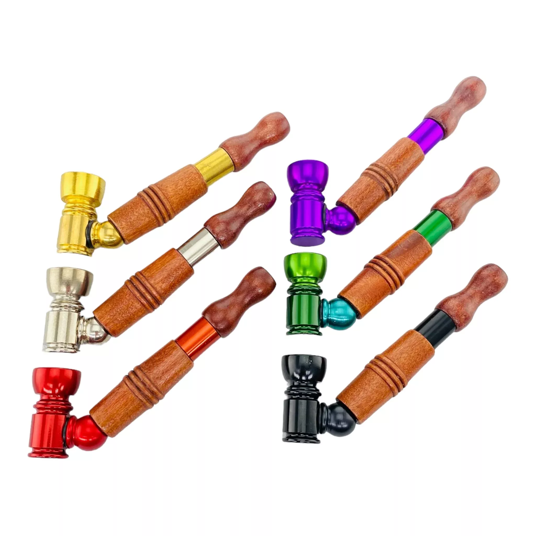Metal Hand Pipes - Metal Sherlock With Wood Stem And Mouthpiece