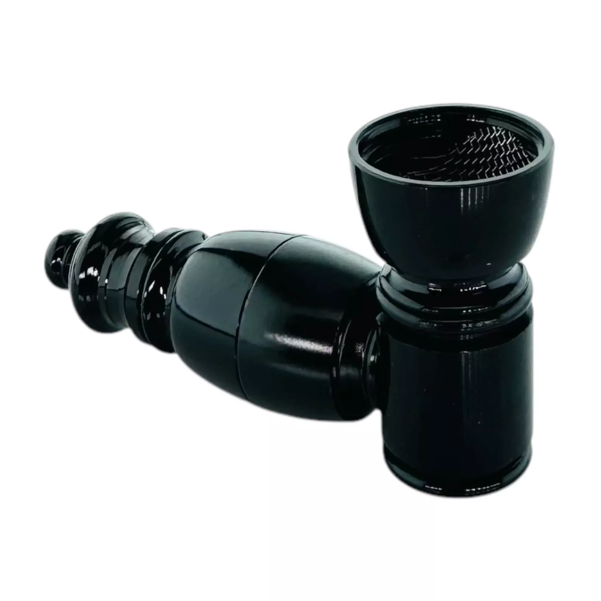 Metal Hand Pipes - Mini Black Hand Pipe With Large Chamber