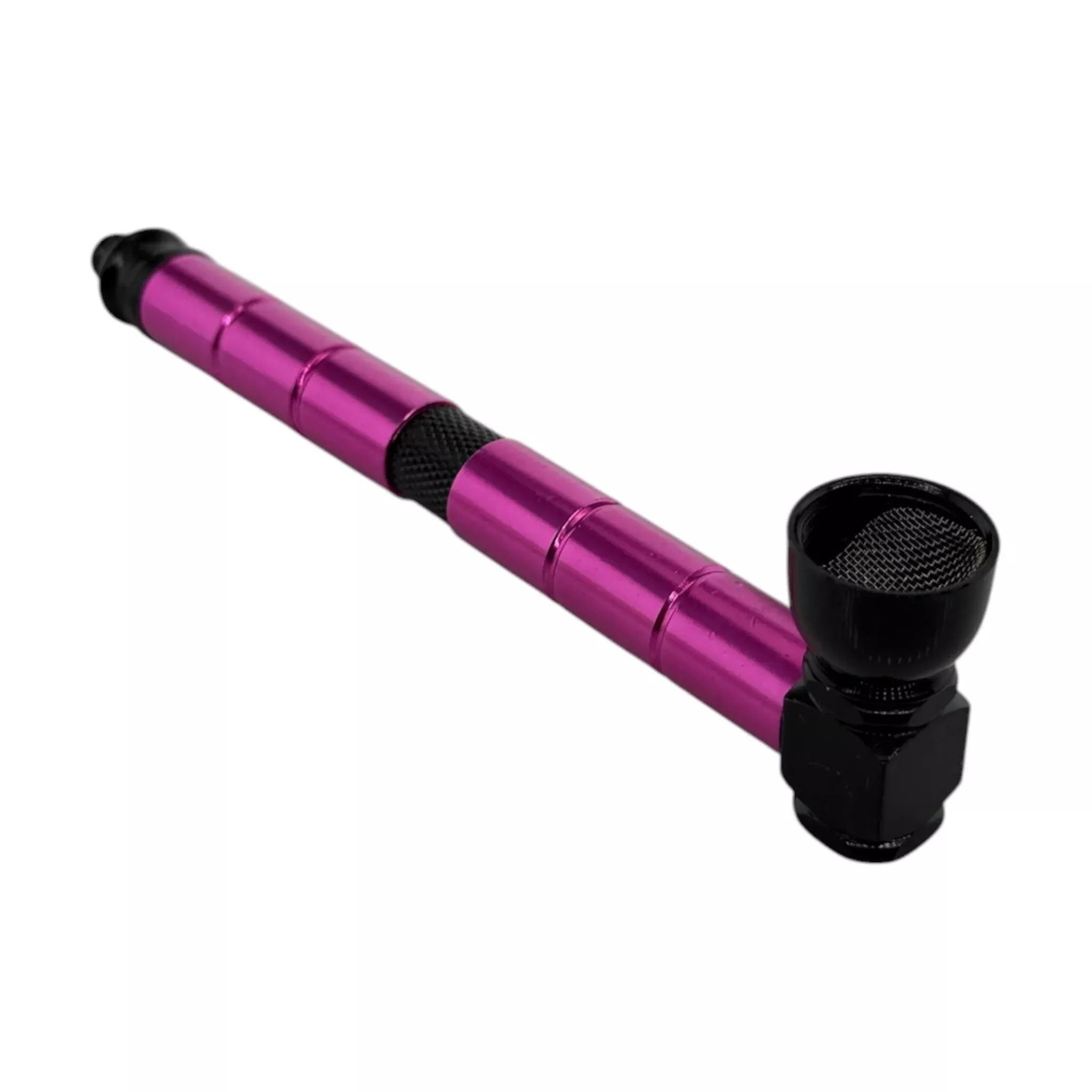 Metal Hand Pipes - Pink And Black Long Stem Aluminum Metal Pipe