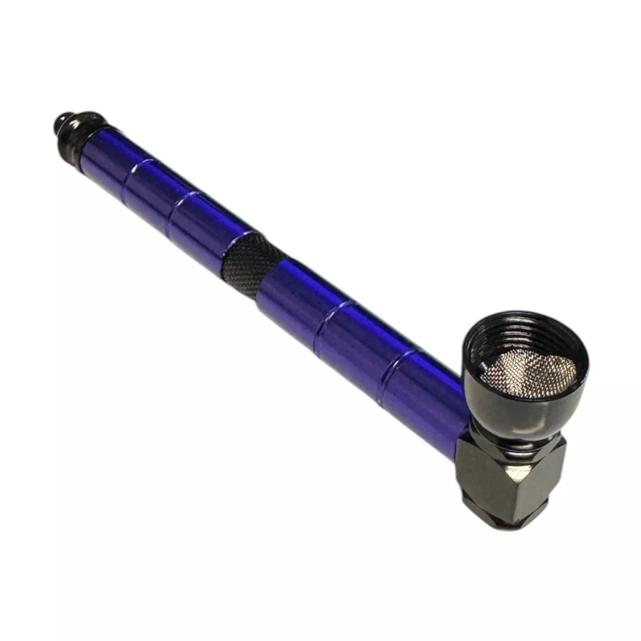 Metal Hand Pipes - Purple And Black Long Stem Aluminum Metal Pipe