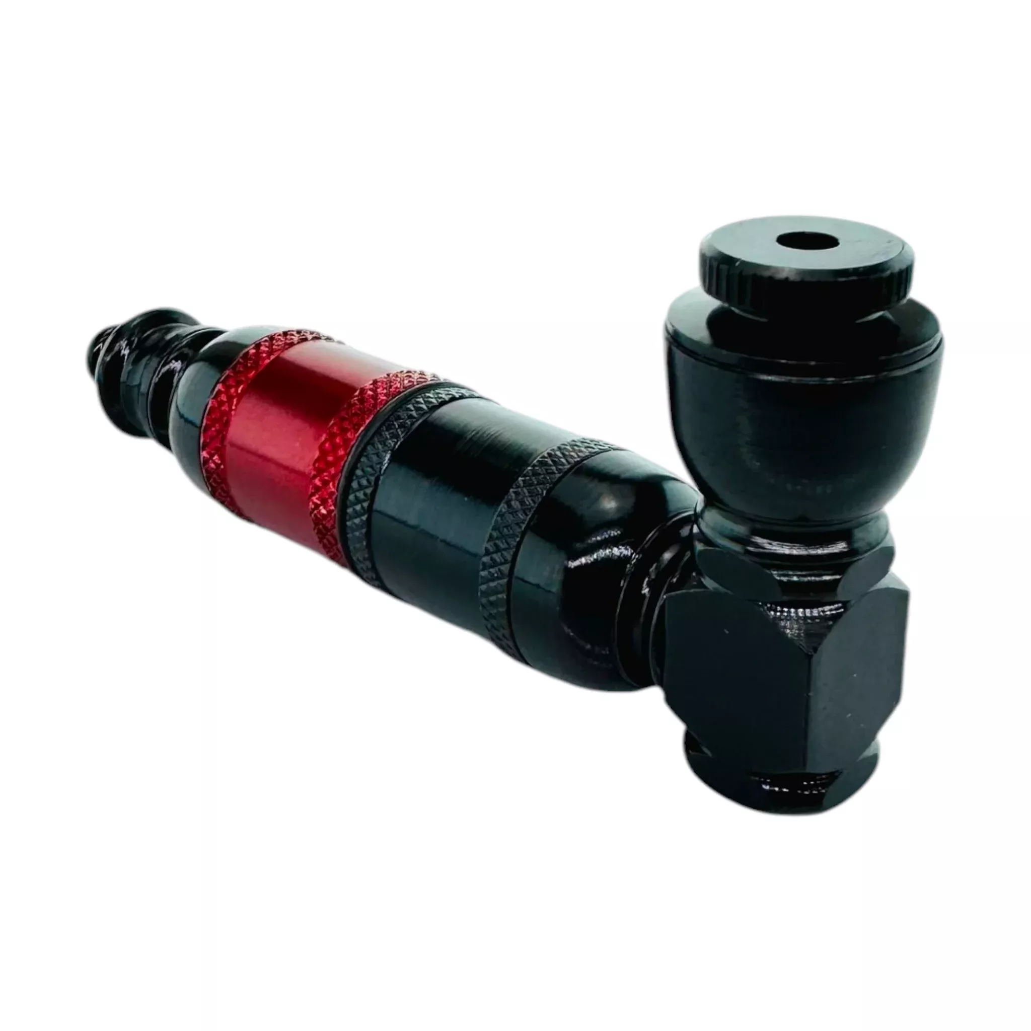 Metal Hand Pipes - Red And Black Extra Large Chamber Hand Pipe