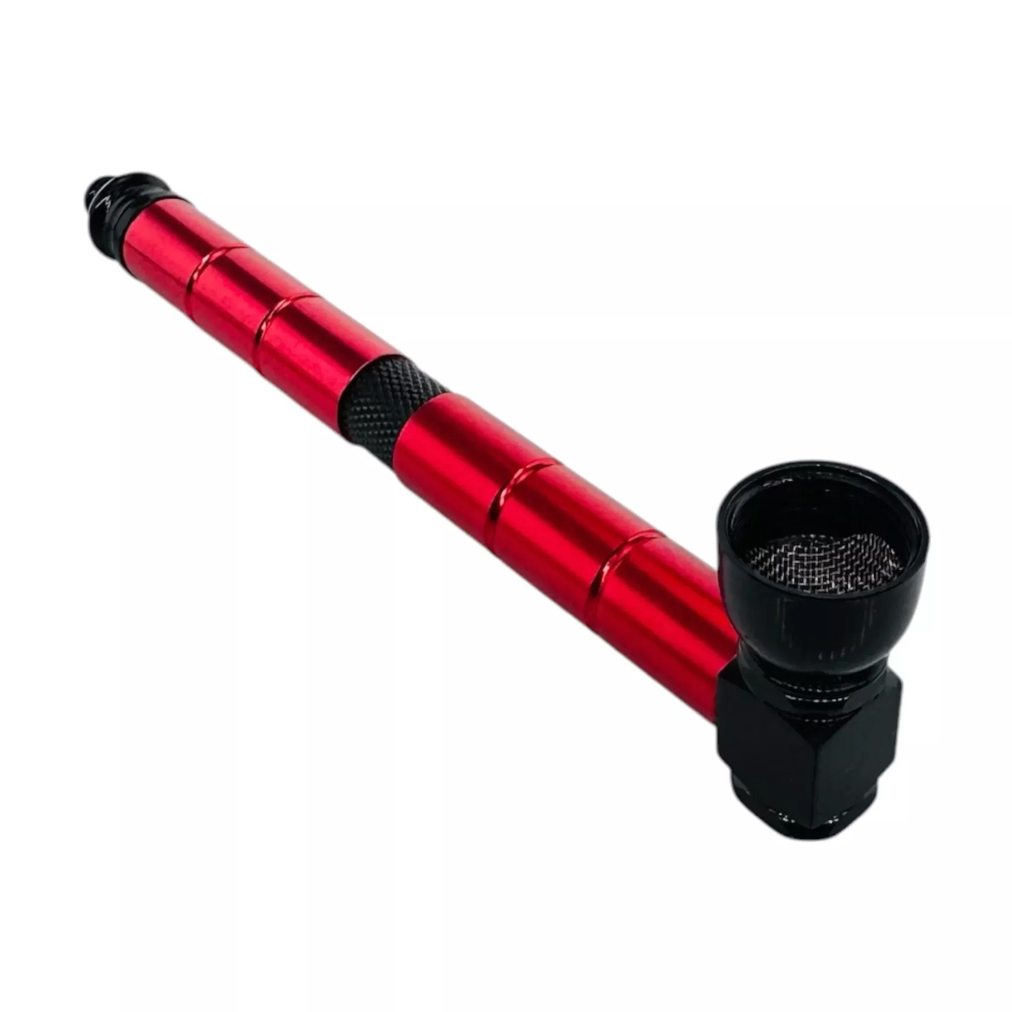 Metal Hand Pipes - Red And Black Long Stem Aluminum Metal Pipe