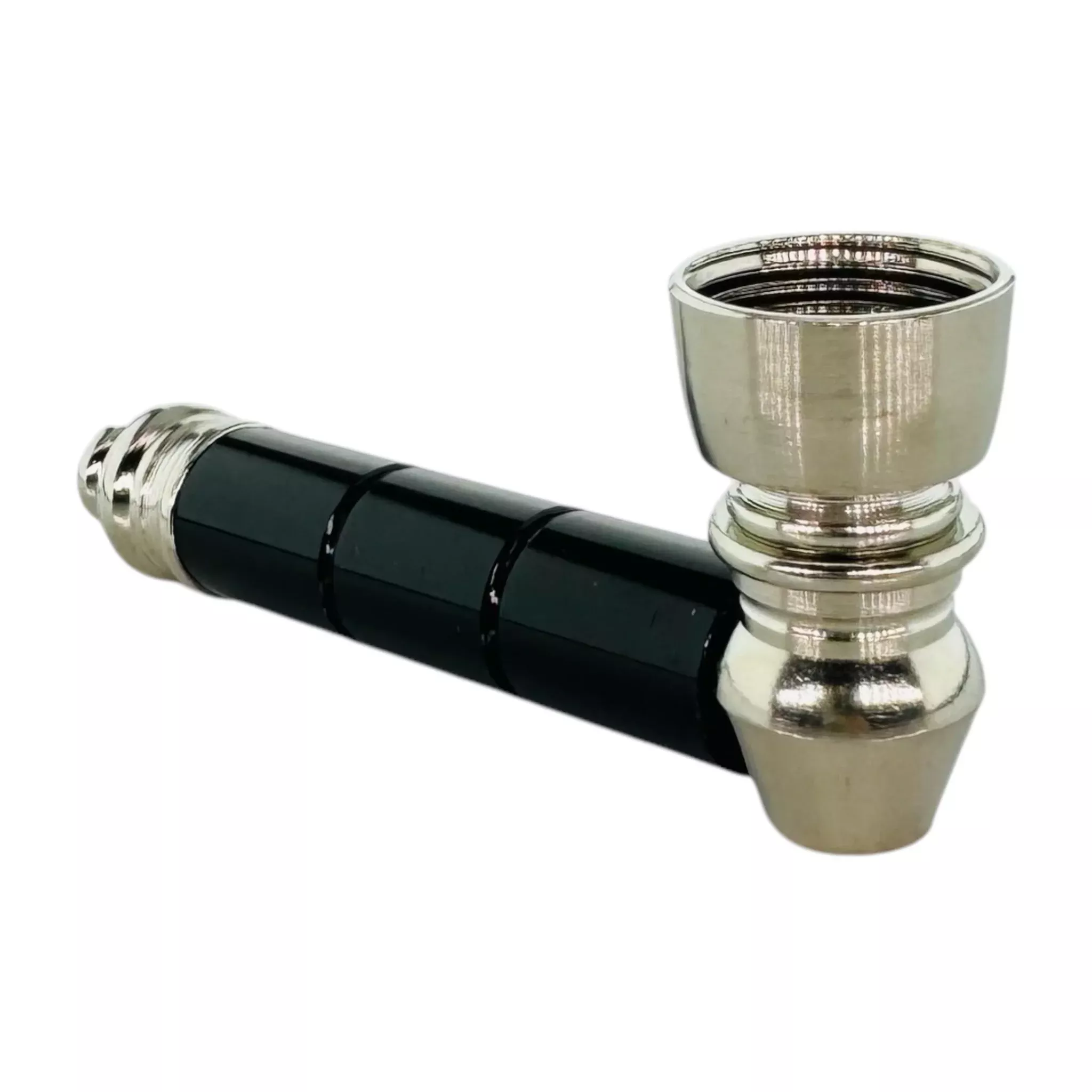 Metal Hand Pipes - Silver & Black Basic Aluminum Metal Pipe With Small Chamber