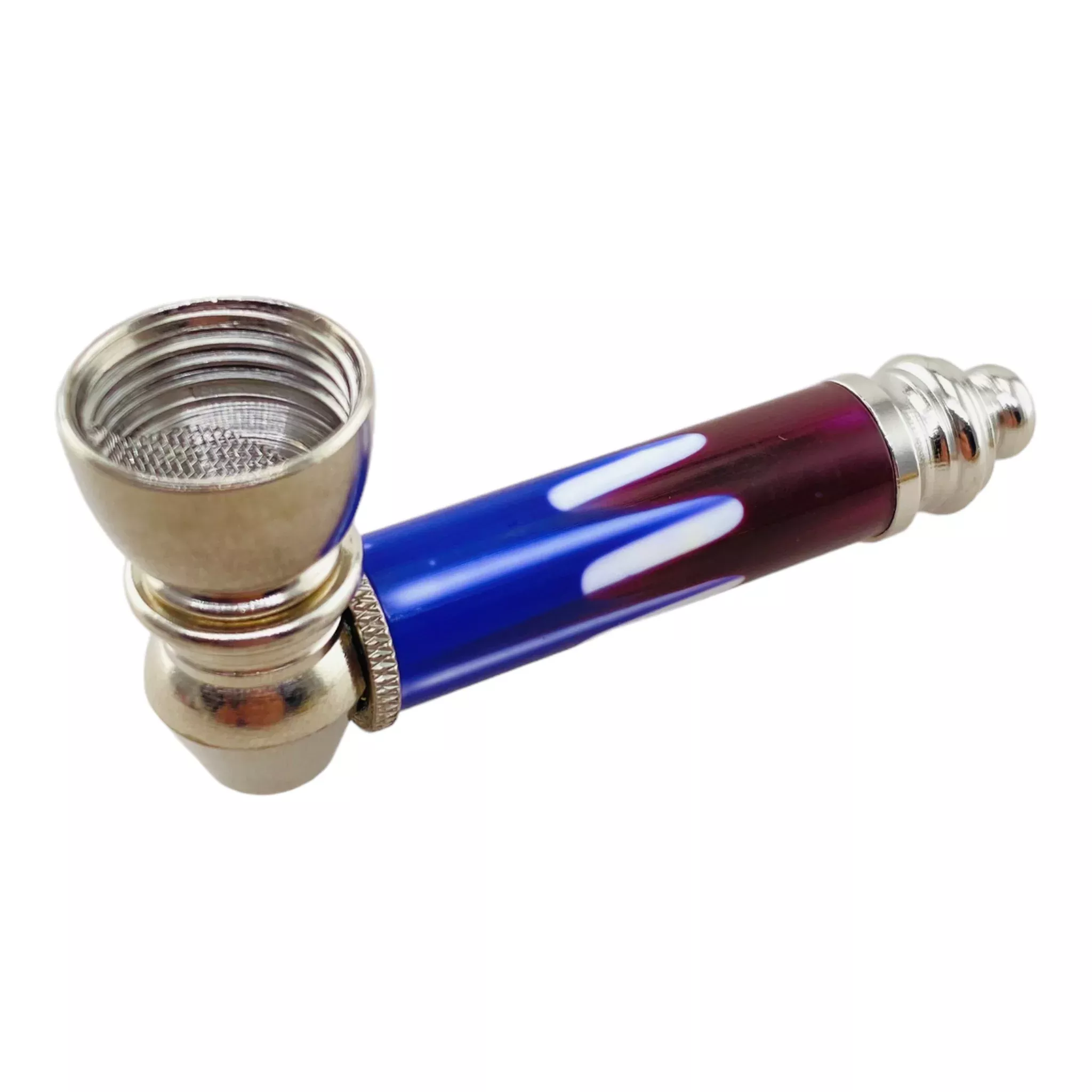 Metal Hand Pipes - Silver Chrome Hand Pipe With Decorative Stem
