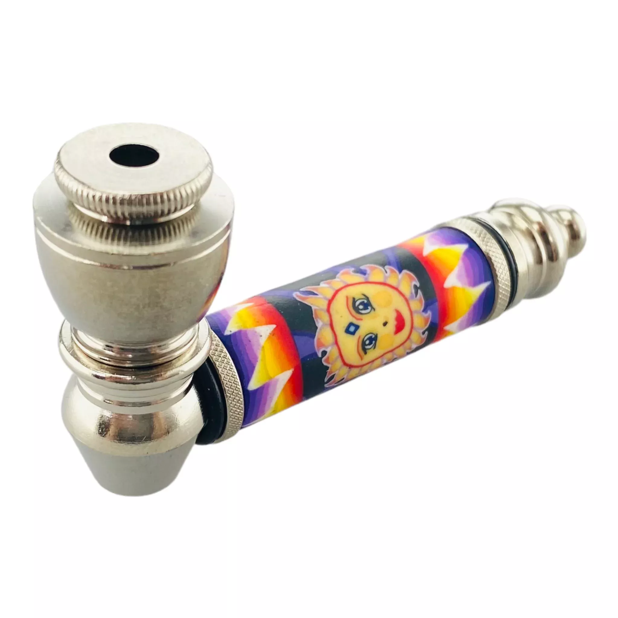Metal Hand Pipes - Silver Chrome Hand Pipe With Sun
