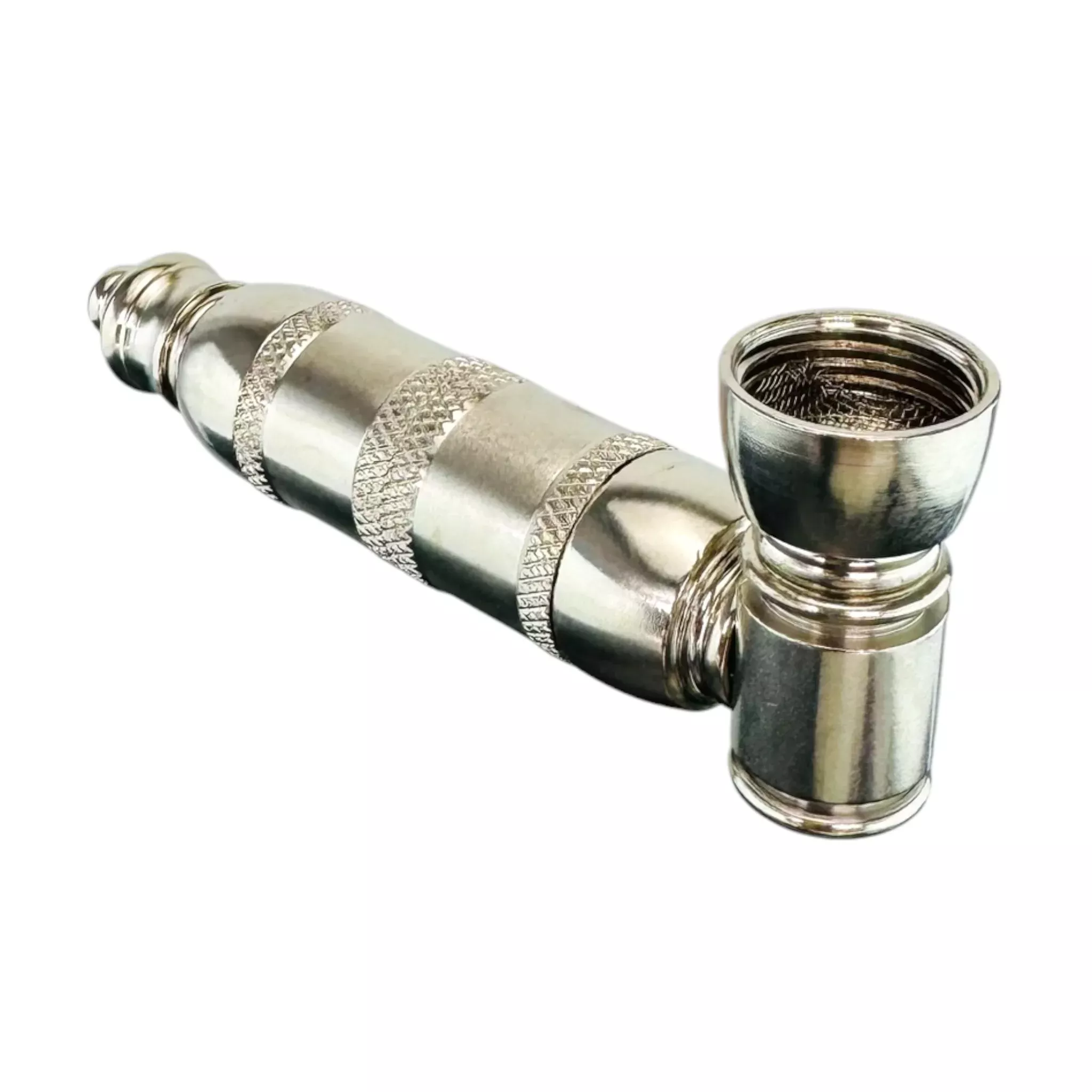 Metal Hand Pipes - Silver Extra Large Chamber Hand Pipe