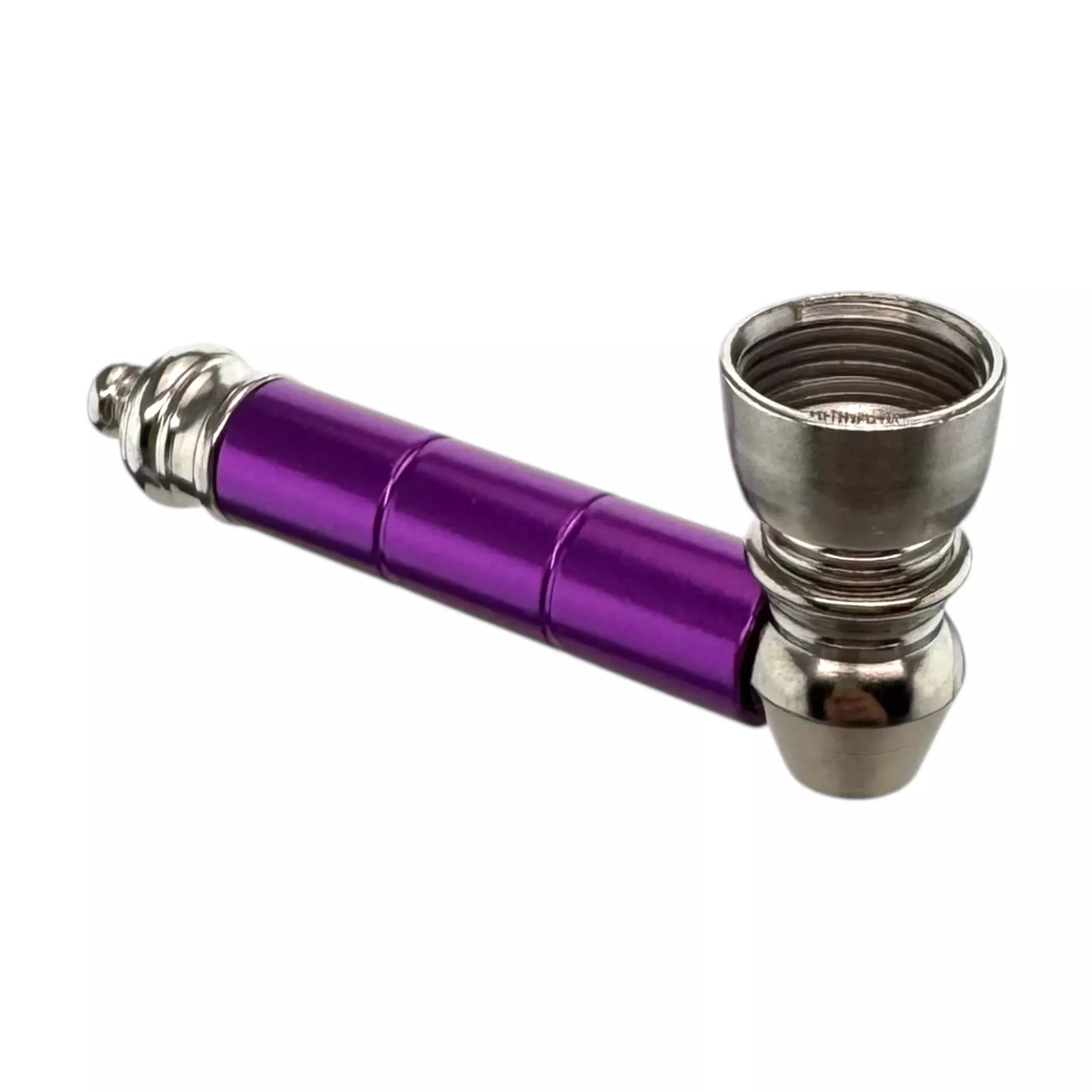 Metal Hand Pipes - Silver & Purple Basic Aluminum Metal Pipe With Small Chamber