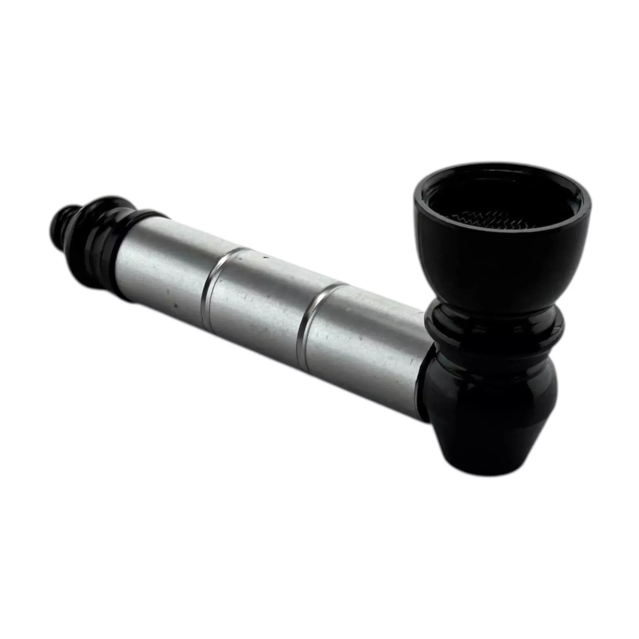 Metal Smoking Pipe Black And Silver Basic Aluminum Smoking Pipe
